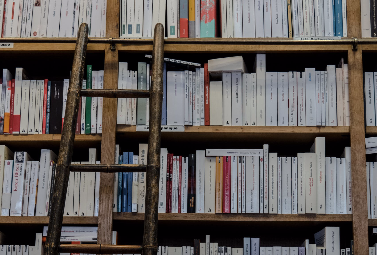 Clicca per vedere l'immagine originale Libreria, primo piano su uno scaffale