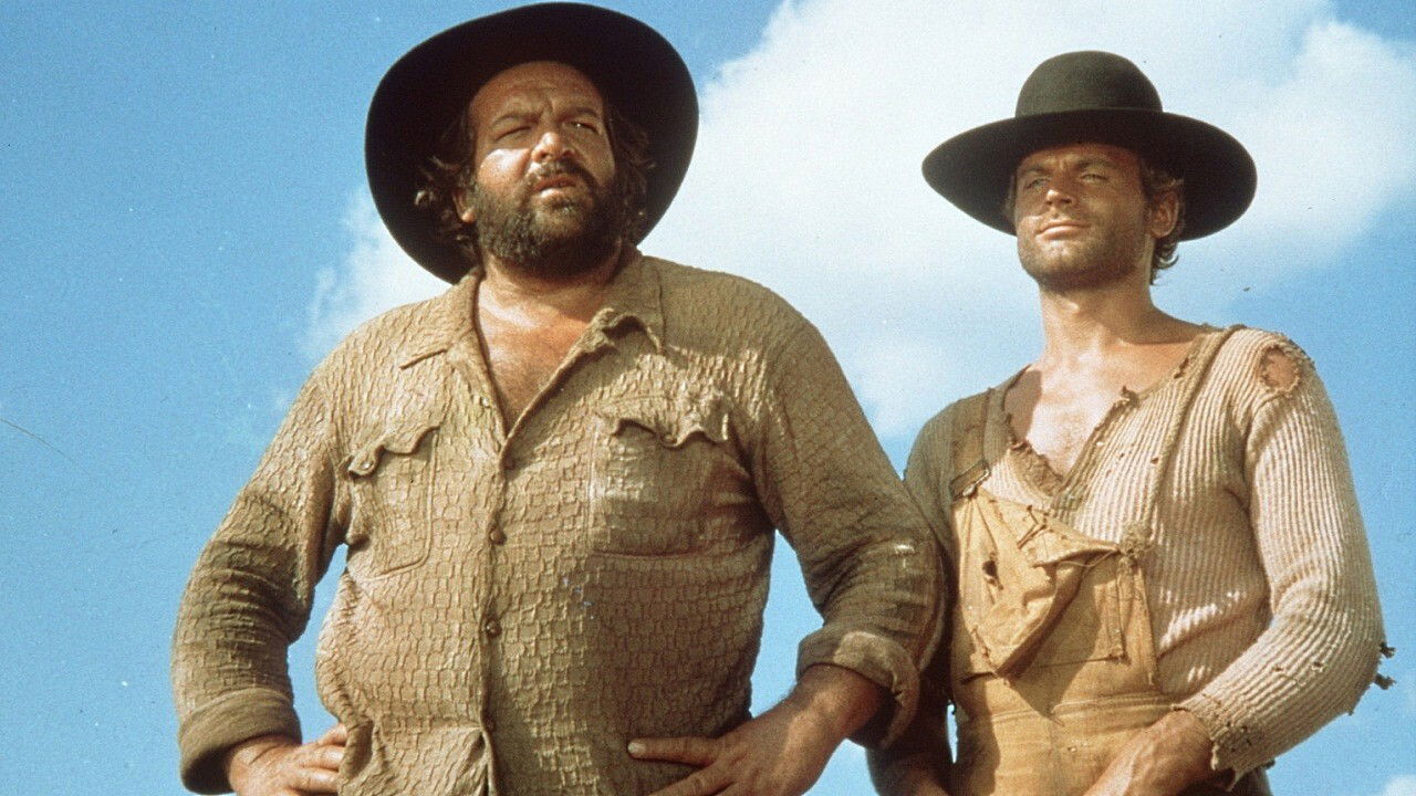 Clicca per vedere l'immagine originale Bud Spencer e Terence Hill in una scena del film Lo chiamavano Trinità...
