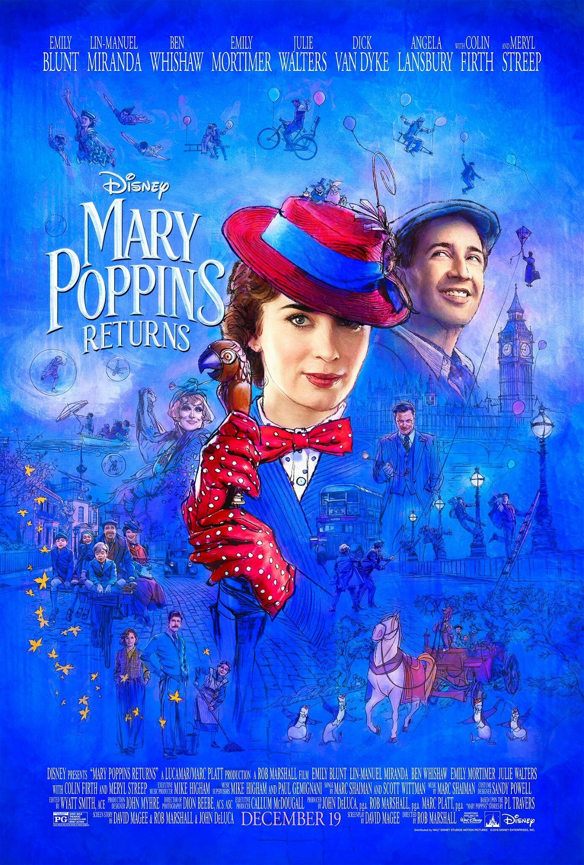 Mary Poppins e i protagonisti del sequel Disney