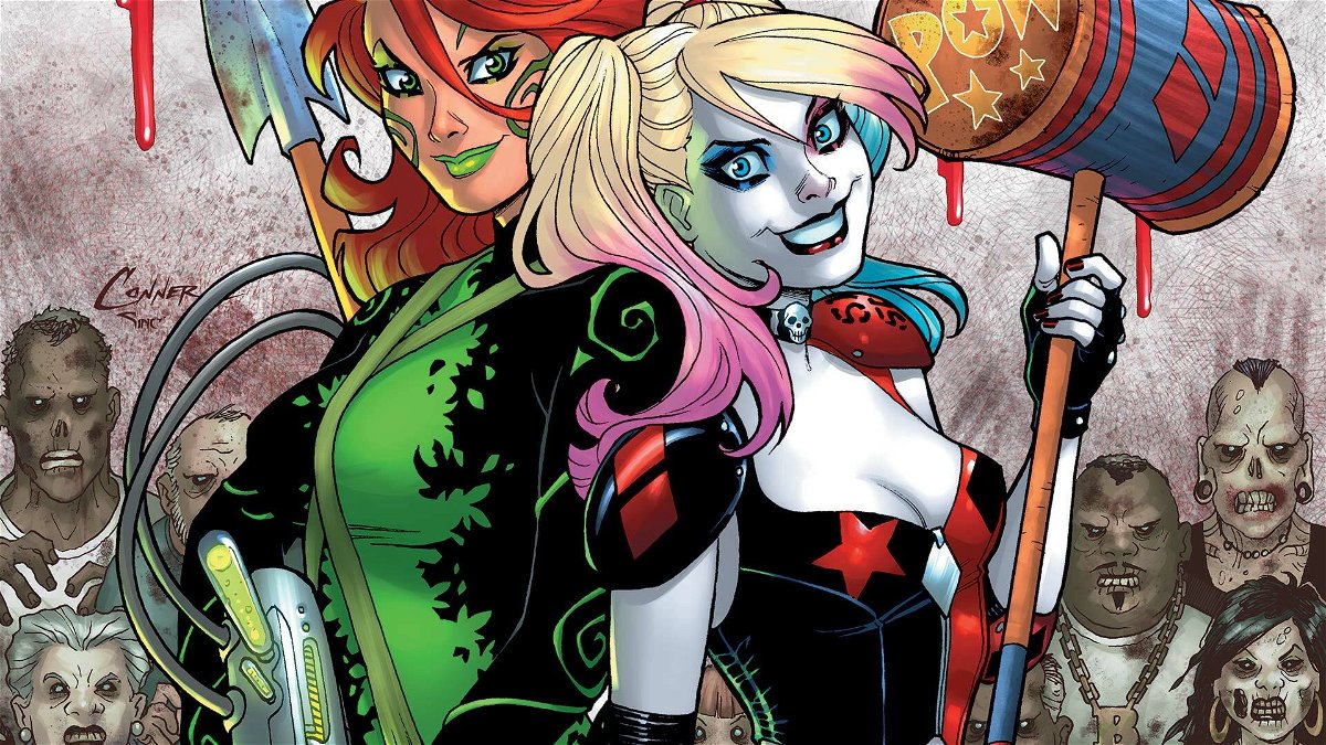 Harley Quinn con Poison Ivy en una imagen extrapolada de los cómics dedicados a ellas