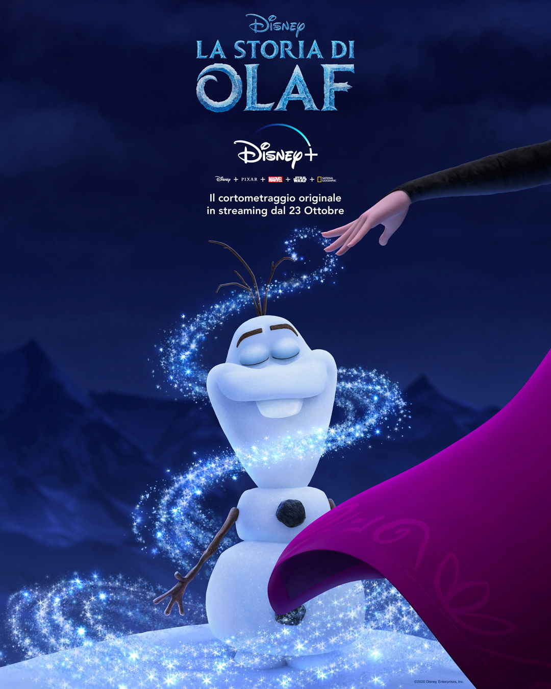 Clicca per vedere l'immagine originale Olaf: il poster del cortometraggio Disney a lui dedicato
