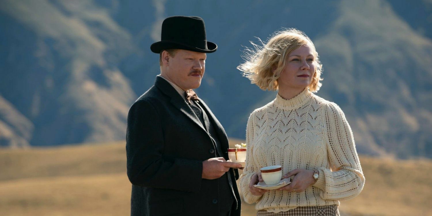 Clicca per vedere l'immagine originale Jesse Plemons e Kirsten Dunst ne Il Potere del Cane