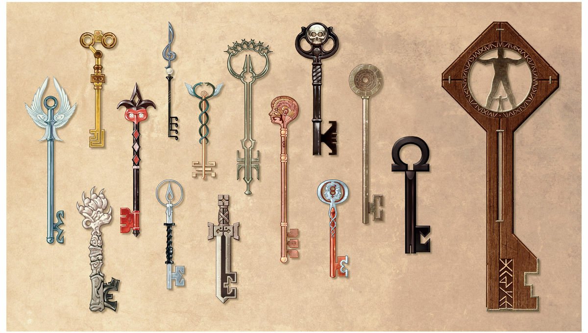 Alcune delle chiavi presenti nella serie di fumetti Locke & Key