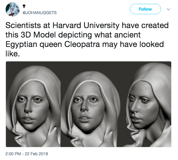Η Κλεοπάτρα ως Lady Gaga στο τρισδιάστατο μοντέλο