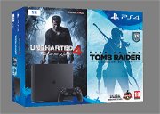 Uncharted 4 cover and Rise of the Tomb Raider together in the PS4 Slim bundle