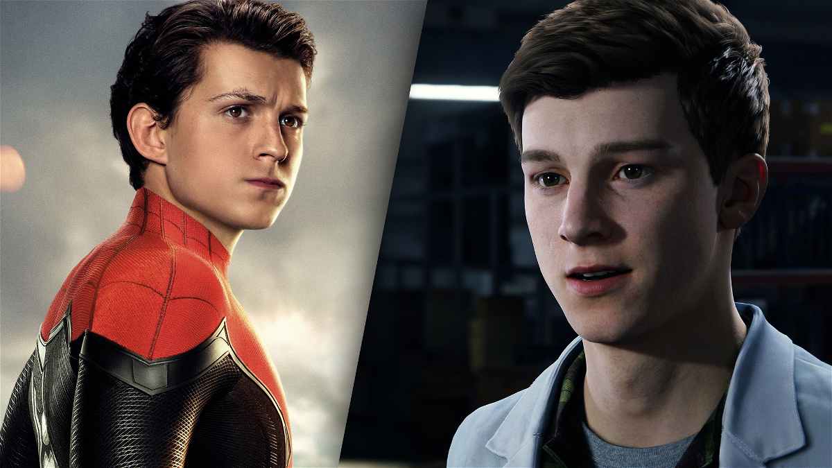 Peter Parker in Spider-Man: Far From Home (sinistra) e Peter Parker in Marvel's Spider-Man Remastered (destra)