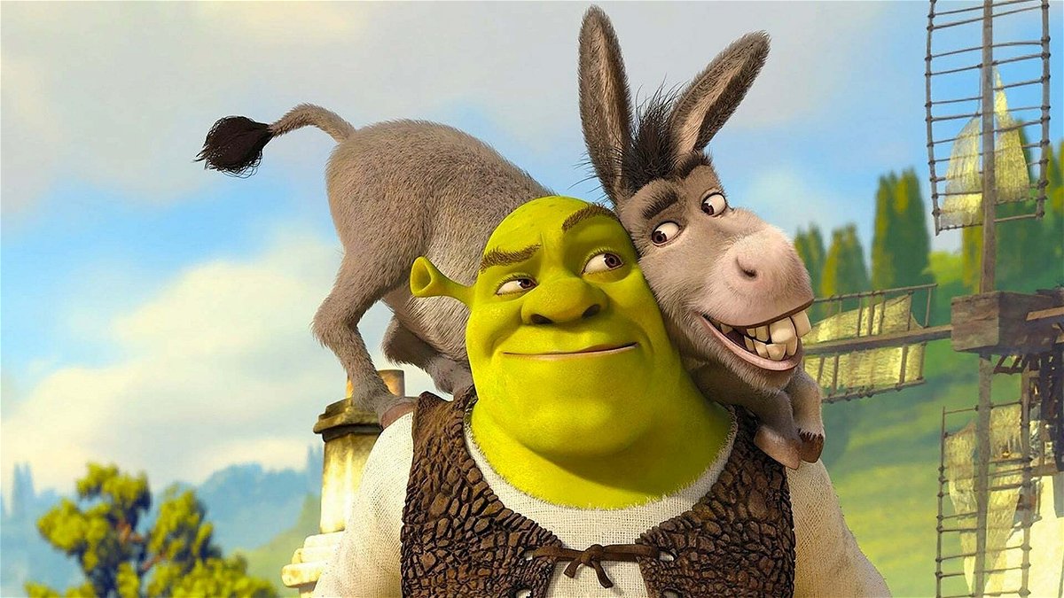 Shrek e Ciuchino in una scena del film Shrek