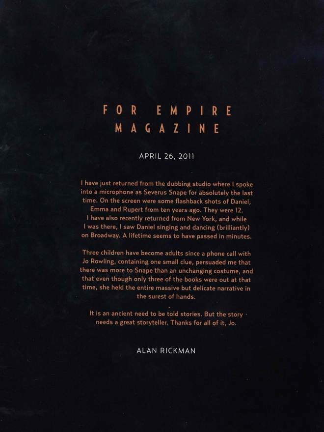 La lettera scritta dal compianto Alan Rickman
