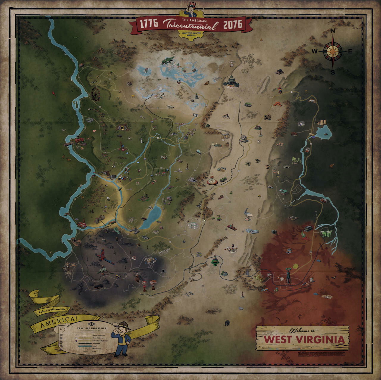 Clicca per vedere l'immagine originale L'intera mappa di Fallout 76