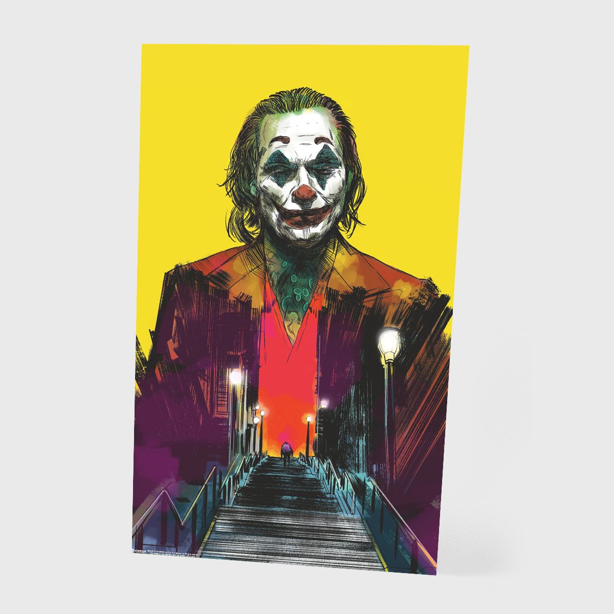 Joaquin Phoenix disegnato nel poster di Joker