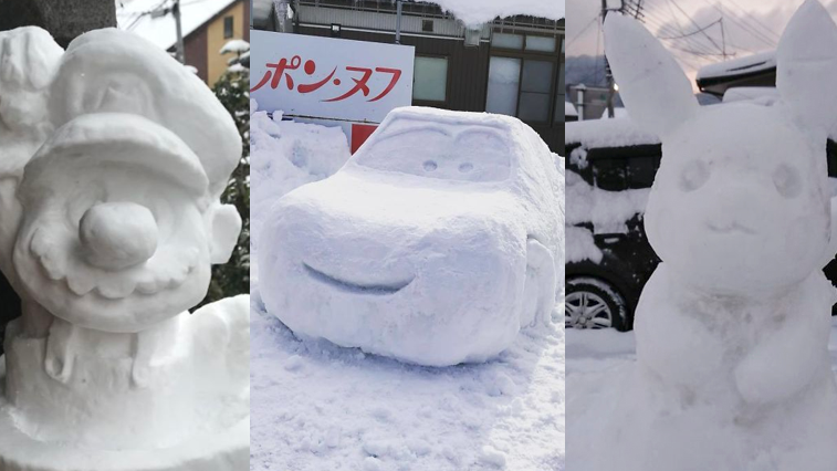 Copertina di A Tokyo i pupazzi di neve sono a forma di manga e personaggi dei cartoon