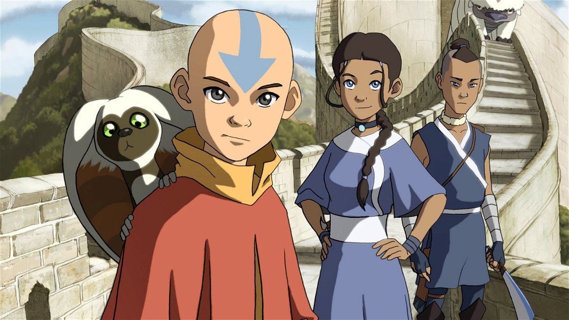 Cover av Avatar: The Legend of Aang, de fire elementene hovedpersonene i en ny animasjonsfilm
