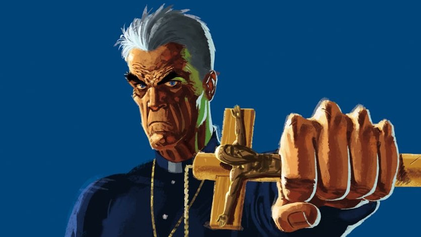 Obálka Don Zauker: Ego te Dissolvo, bláznivý exorcista kněz přistane na Feltrinelli Comics
