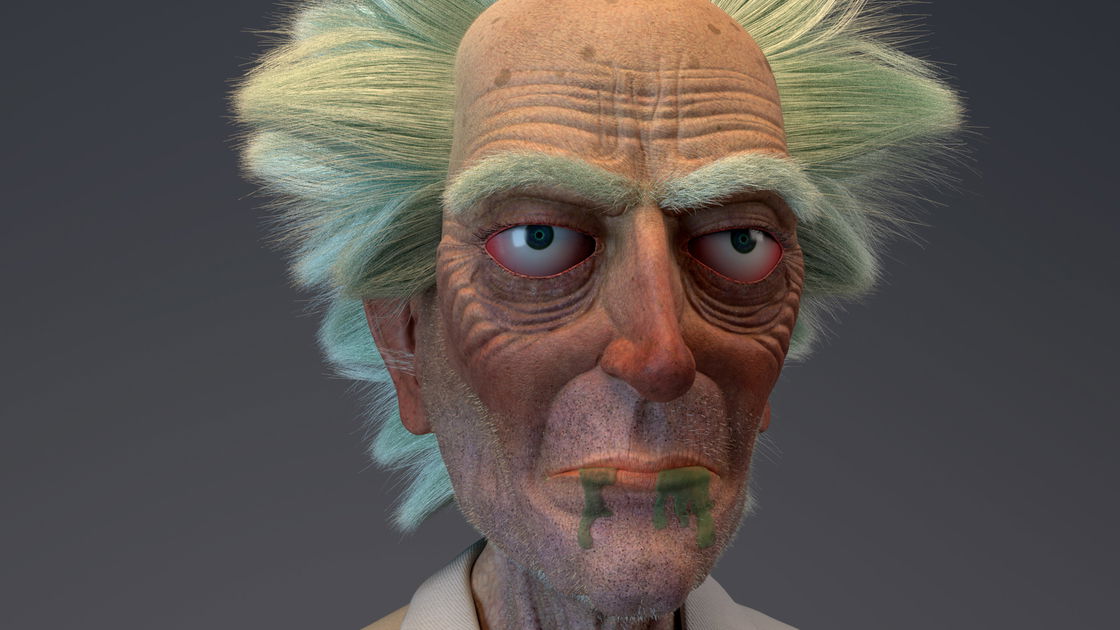 Copertina di Rick e Morty: il ritratto iperrealistico di Rick è un po' inquietante