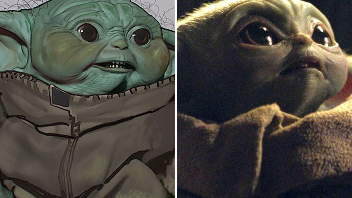 Copertina di The Mandalorian, i primi disegni dimostrano che quando è nato Baby Yoda era tutt'altro che adorabile