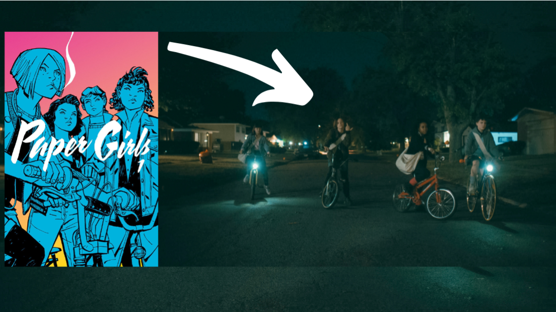 Εξώφυλλο του Paper Girls, η ομοιότητα μεταξύ κόμικ και σειράς είναι αξιοσημείωτη