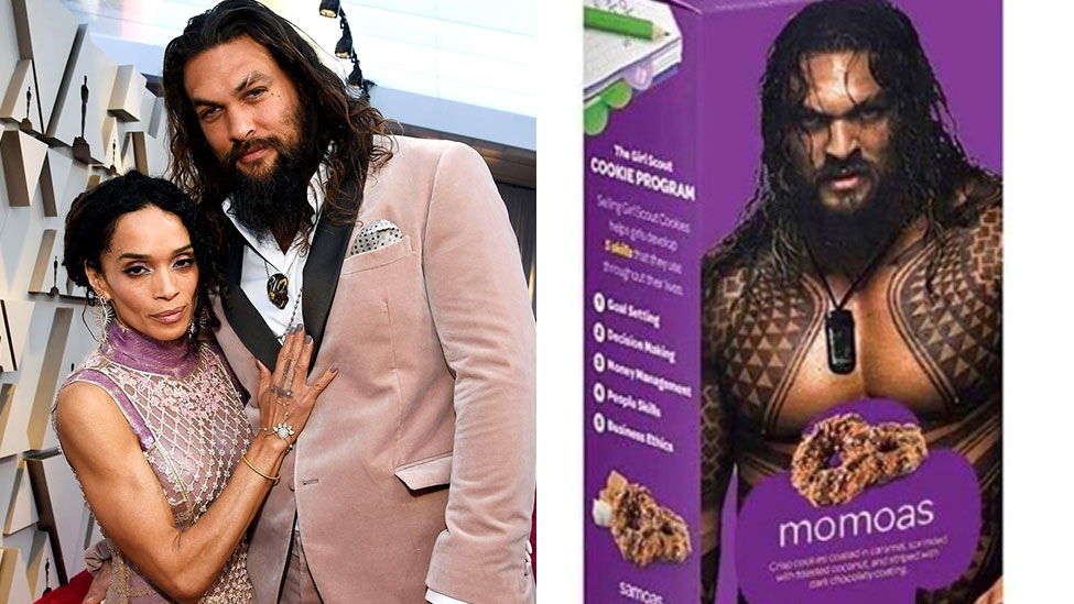 Copertina di Jason Momoa e Lisa Bonet dicono la loro sui biscotti delle Girl Scout con l'attore senza maglietta