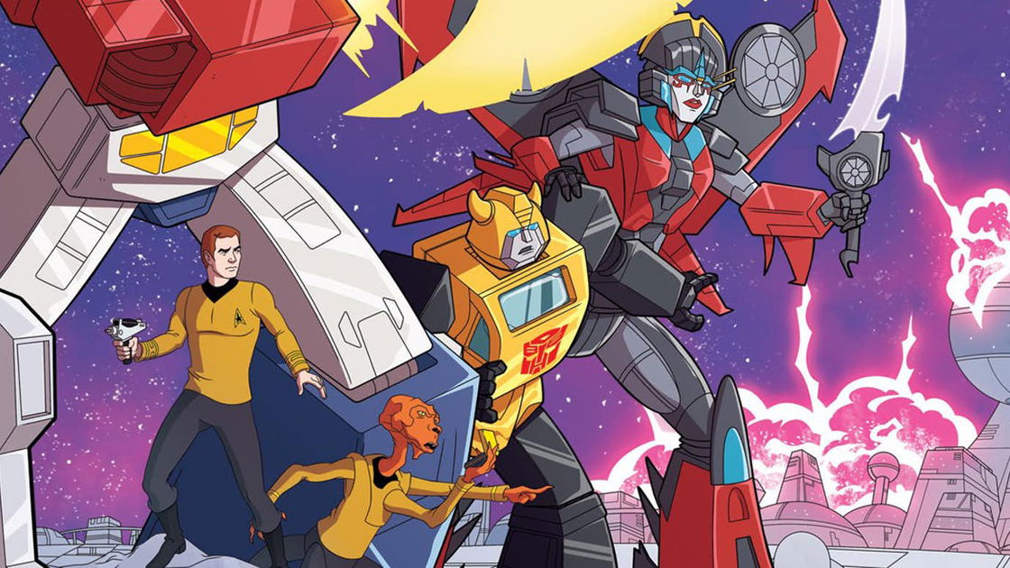Portada de Star Trek vs Transformers: en el crossover cómico, la Enterprise se convierte en Autobot