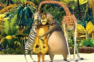 Portada de Madagascar, animales y los actores de doblaje italianos de la película.