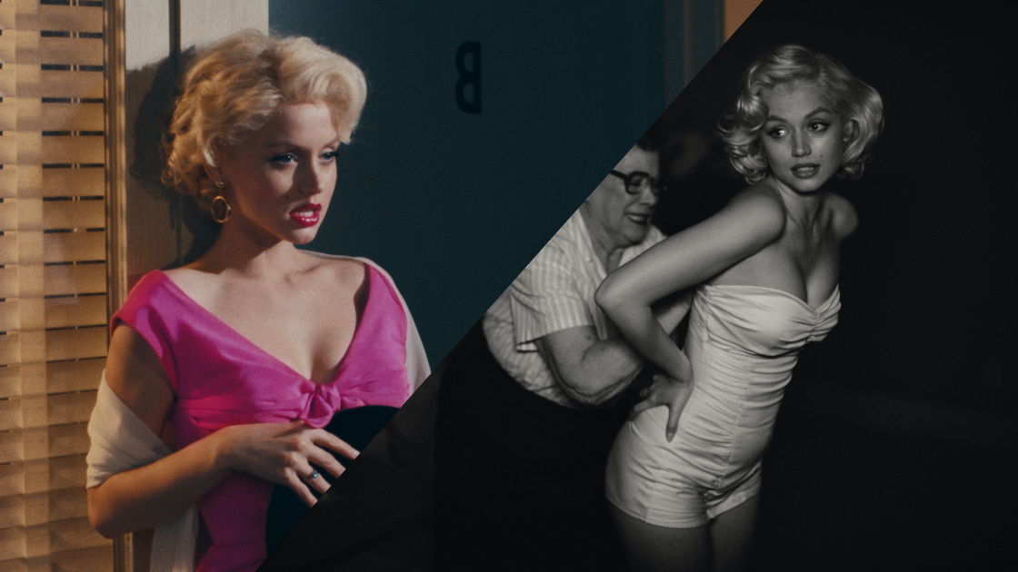 השער של Why Blonde עובר משחור ולבן לצבע ויש לו פסים שחורים